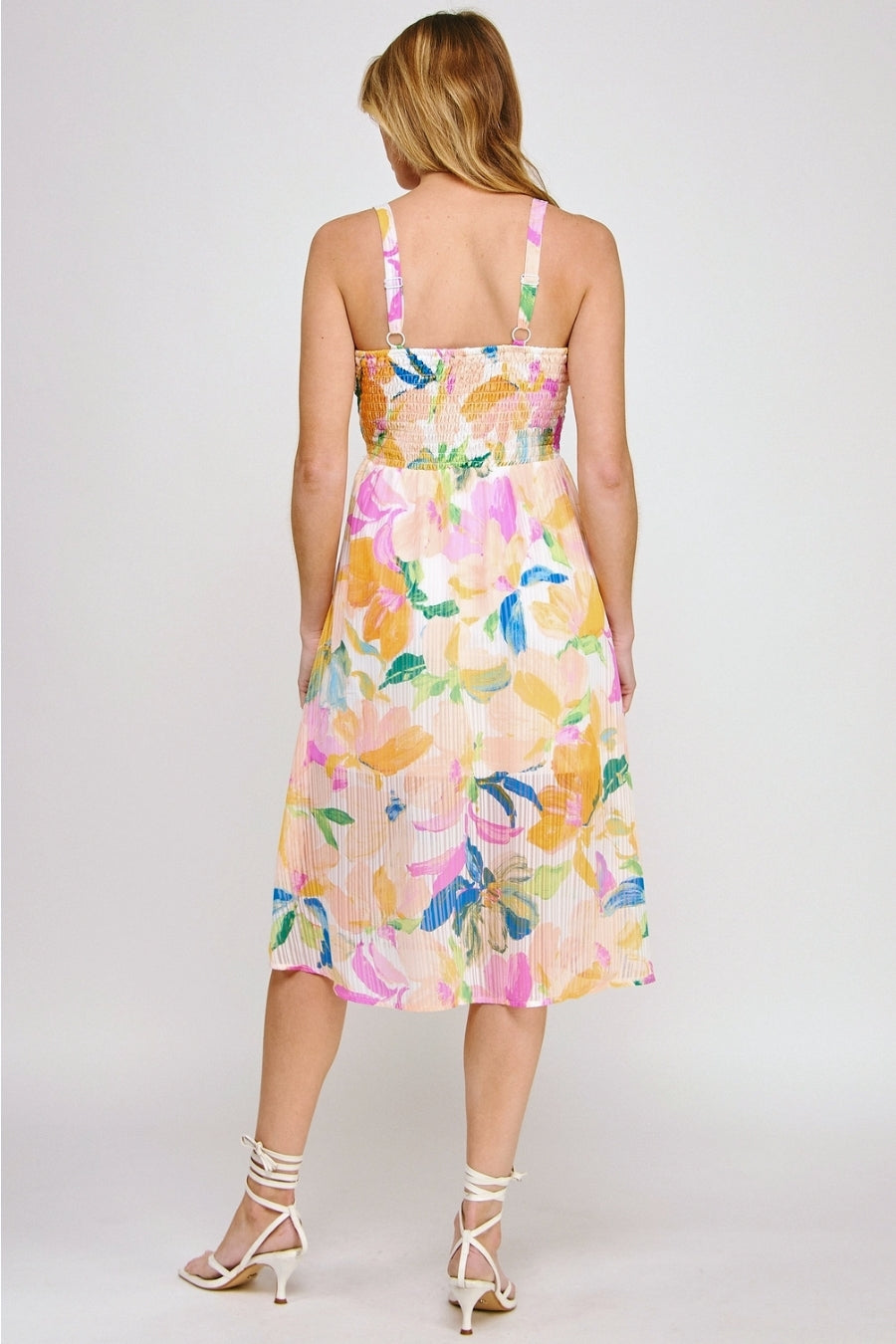 Vestido Midi Floral Multicolor con Abertura Lateral