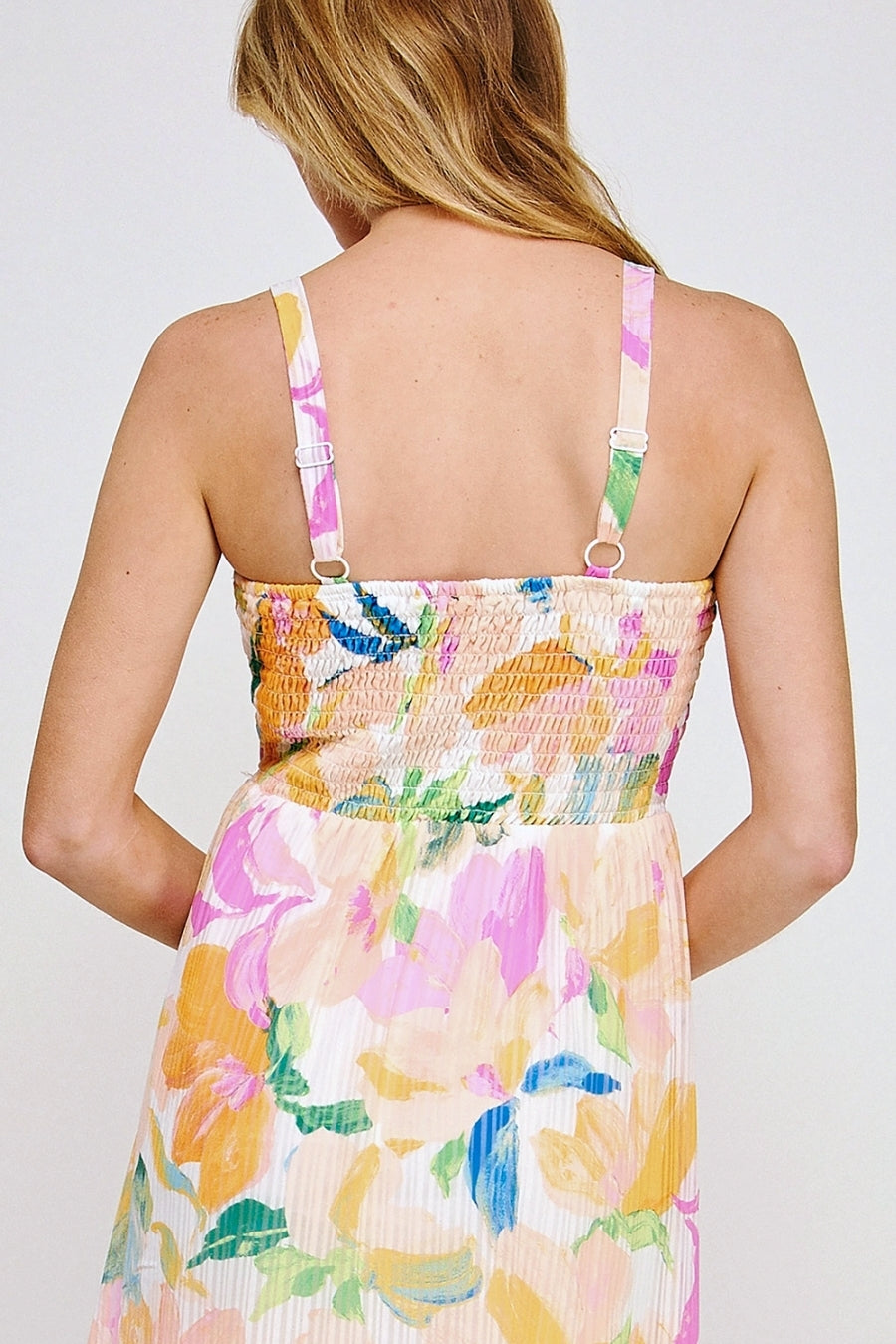 Vestido Midi Floral Multicolor con Abertura Lateral