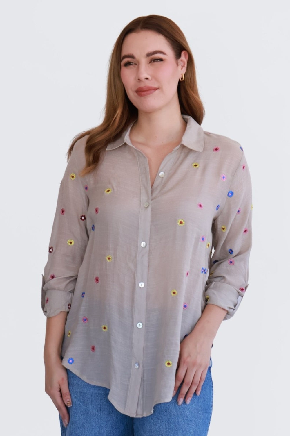 Blusa Bordada con Flores Multicolor