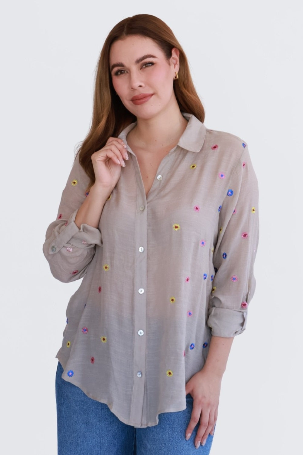 Blusa Bordada con Flores Multicolor