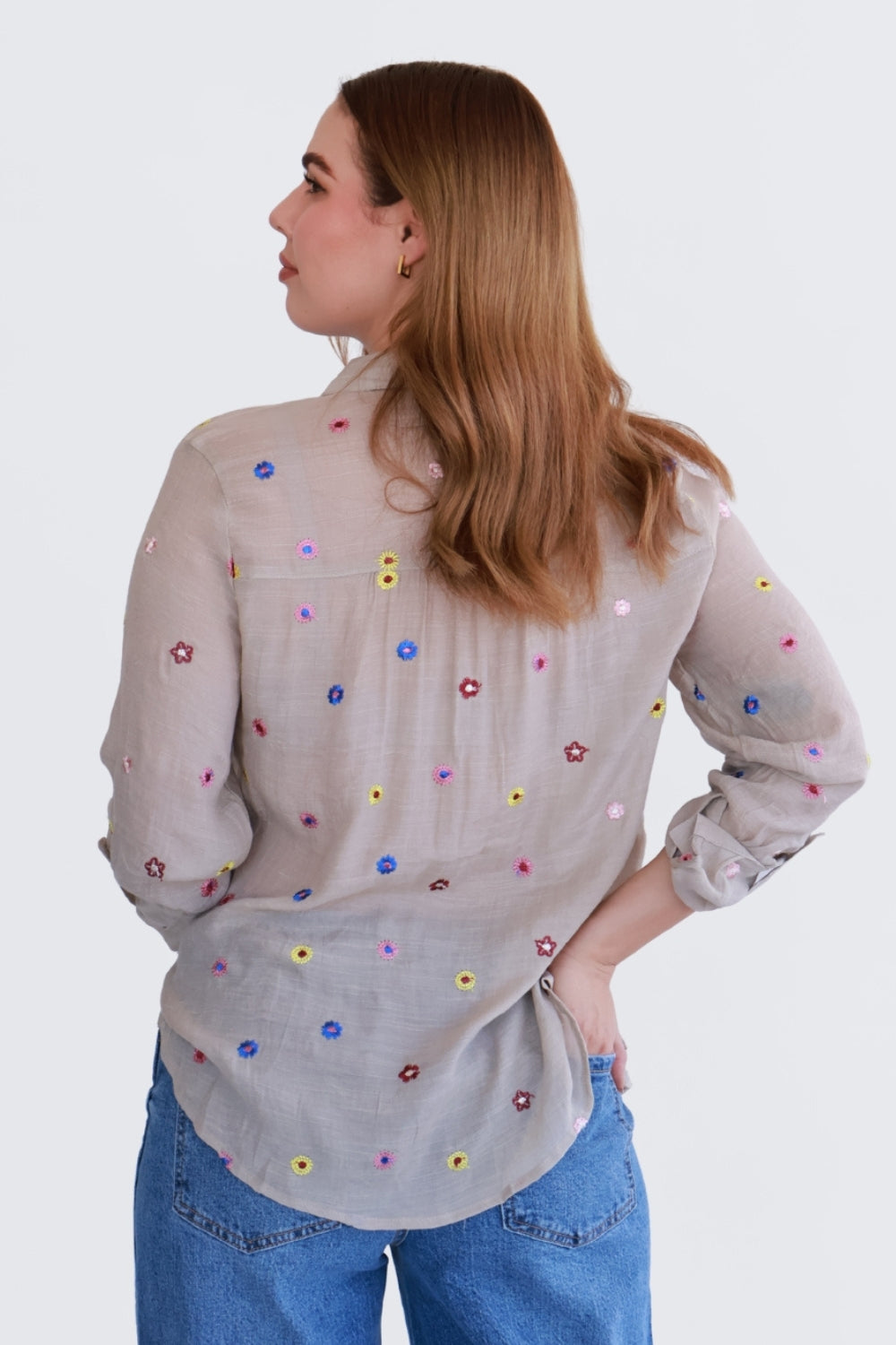 Blusa Bordada con Flores Multicolor