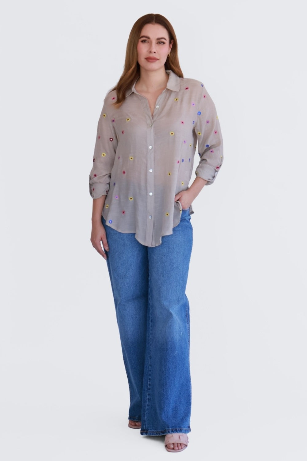 Blusa Bordada con Flores Multicolor