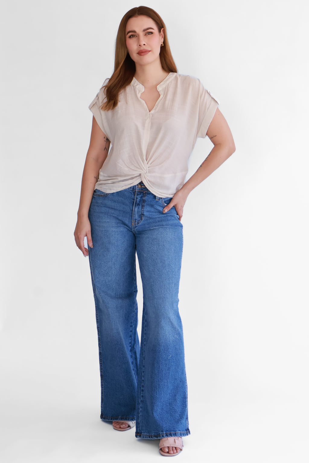 Blusa Beige con Ajuste Inferior | $200 pz