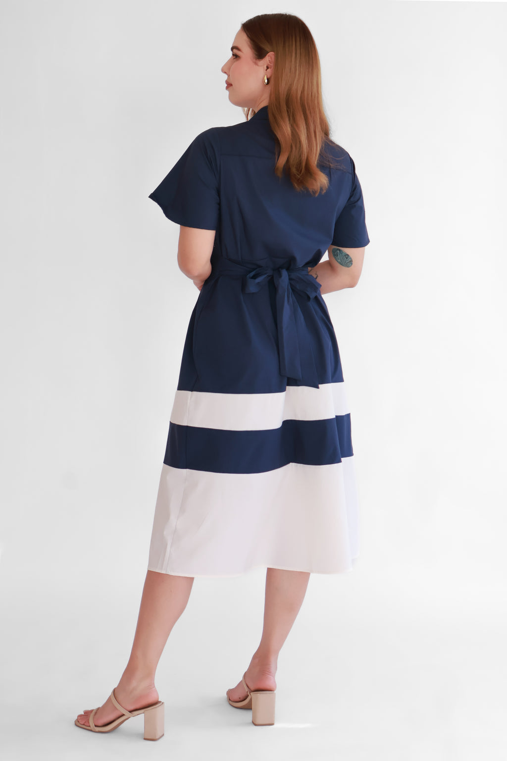 Vestido Camisero Combinado Azul Marino | $360 pz