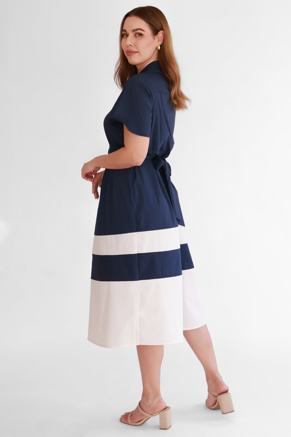 Vestido Camisero Combinado Azul Marino | $360 pz