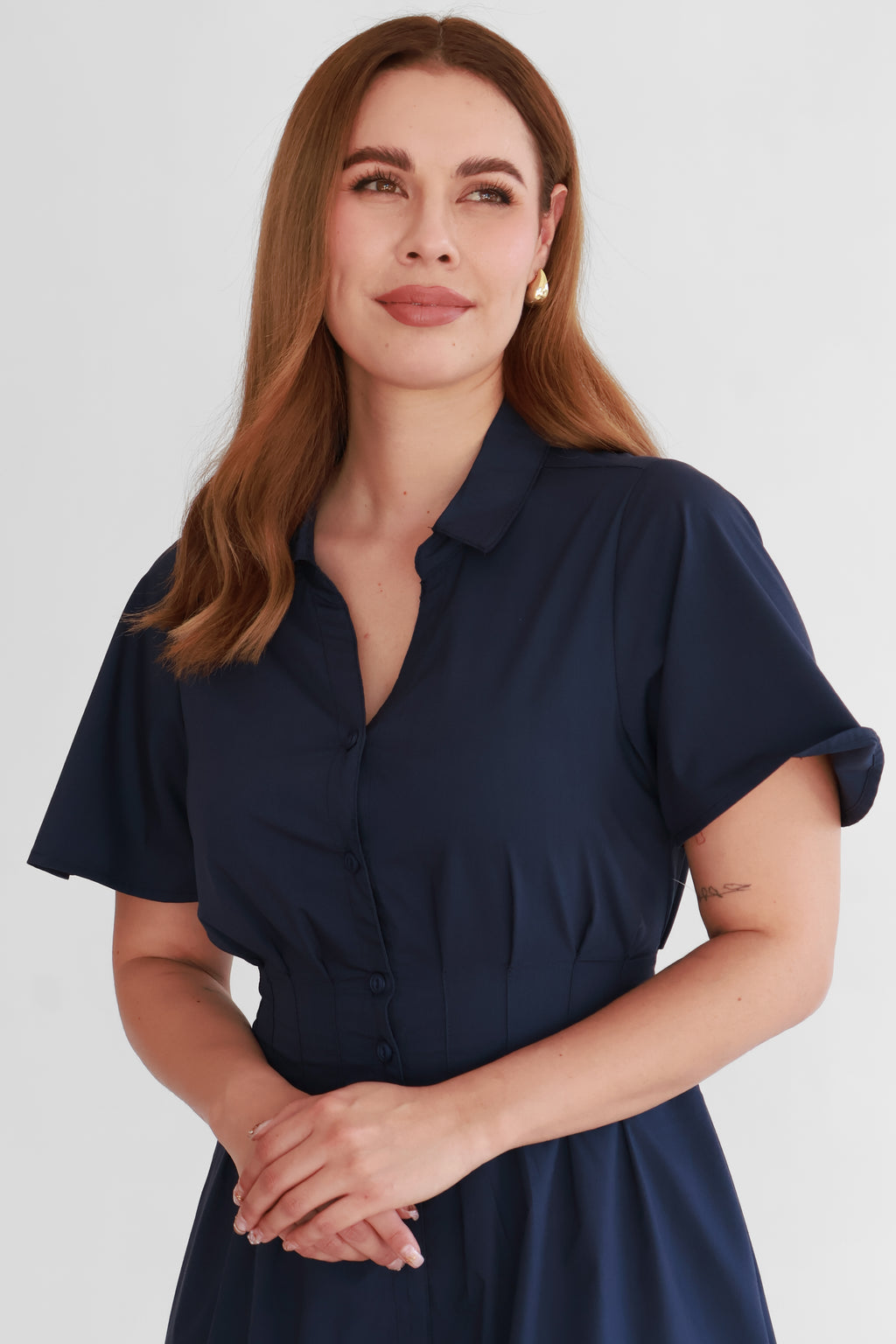 Vestido Camisero Combinado Azul Marino | $360 pz