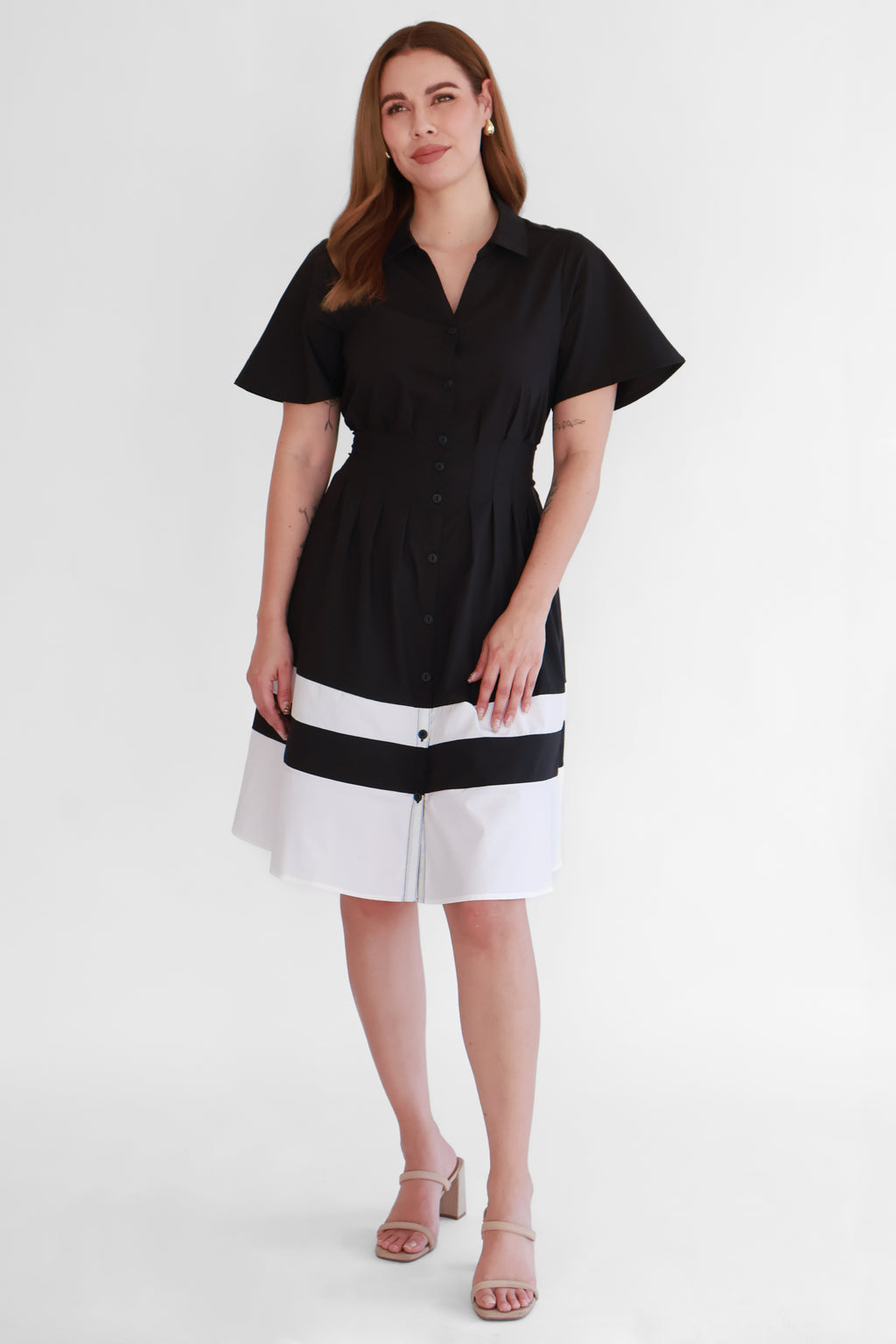 Vestido Camisero Combinado Negro | $360 pz