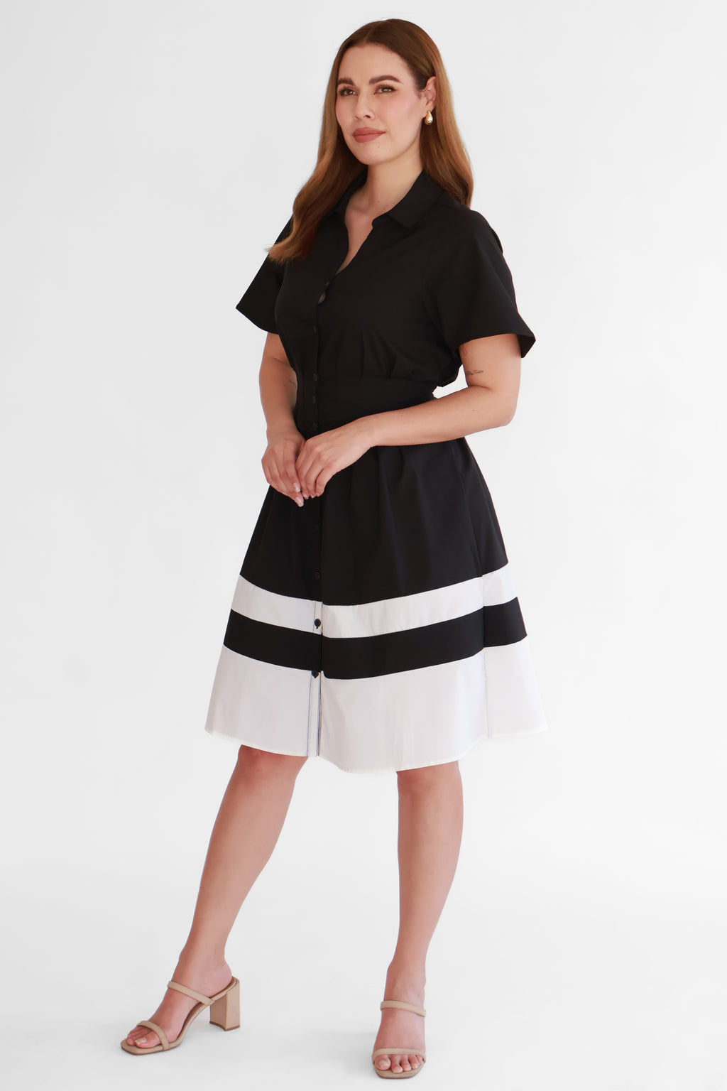 Vestido Camisero Combinado Negro | $360 pz