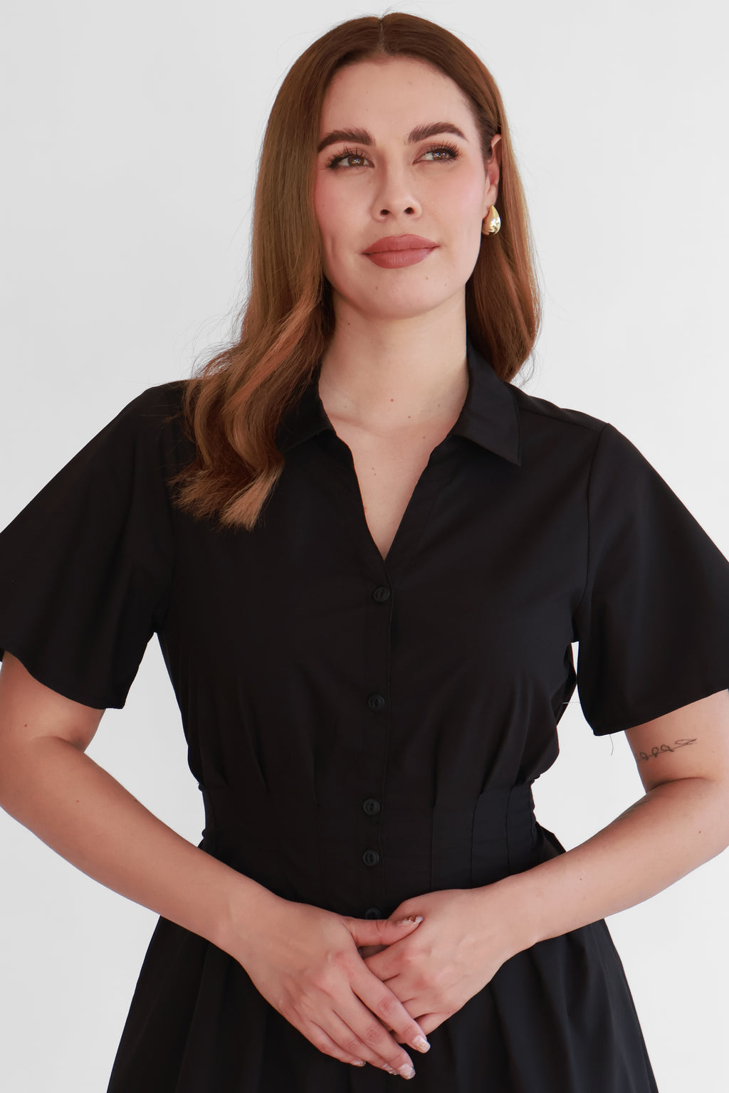 Vestido Camisero Combinado Negro | $360 pz