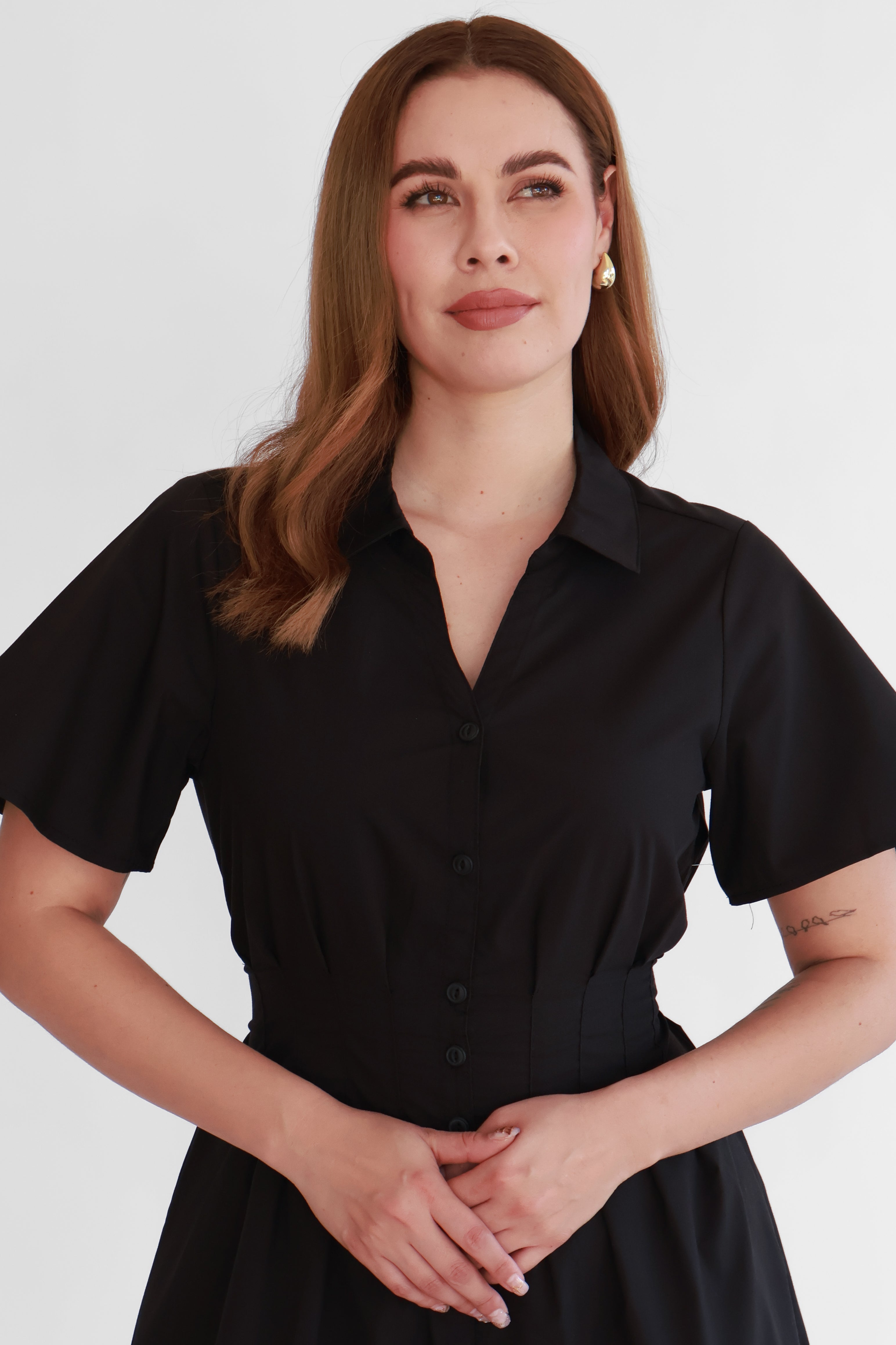 Vestido Camisero Combinado Negro | $360 pz