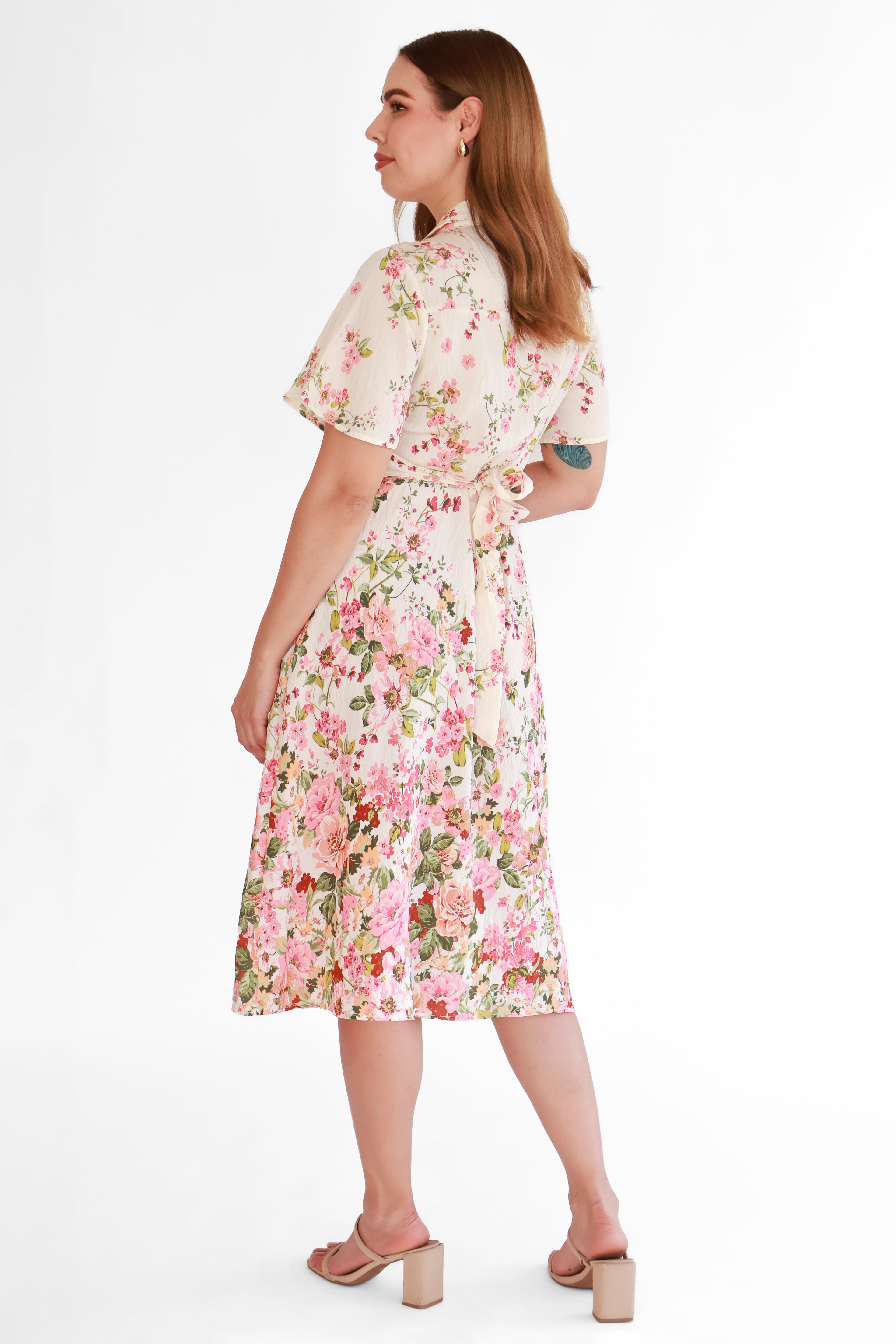 Vestido Camisero Floral Beige | $360 pz