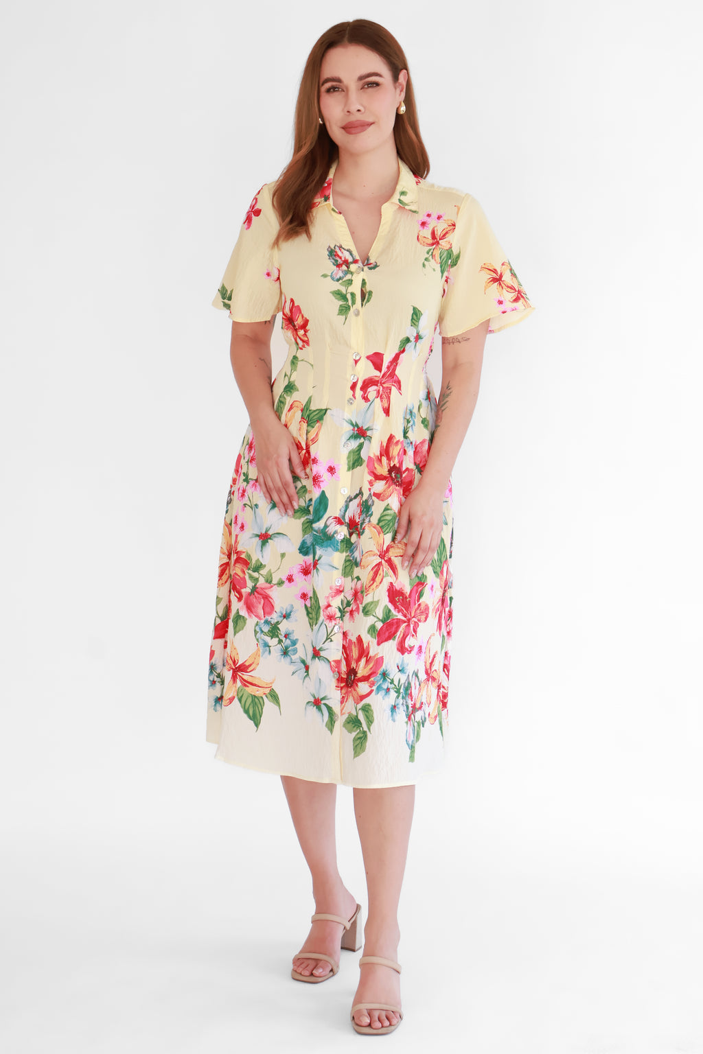 Vestido Camisero Floral Amarillo | $360 pz