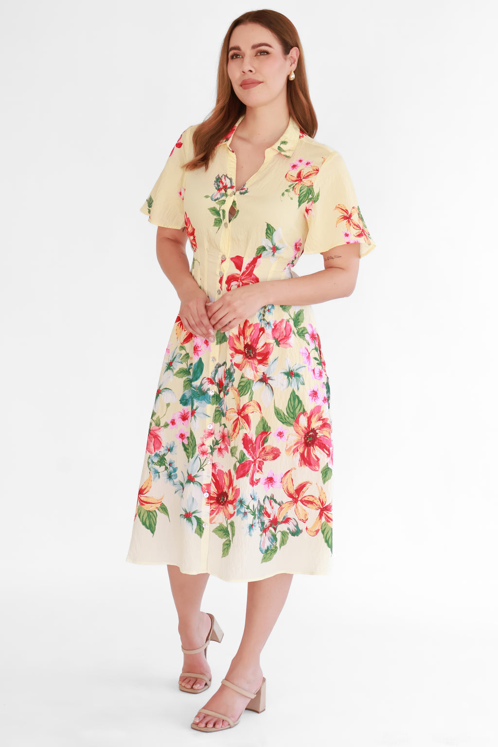 Vestido Camisero Floral Amarillo | $360 pz