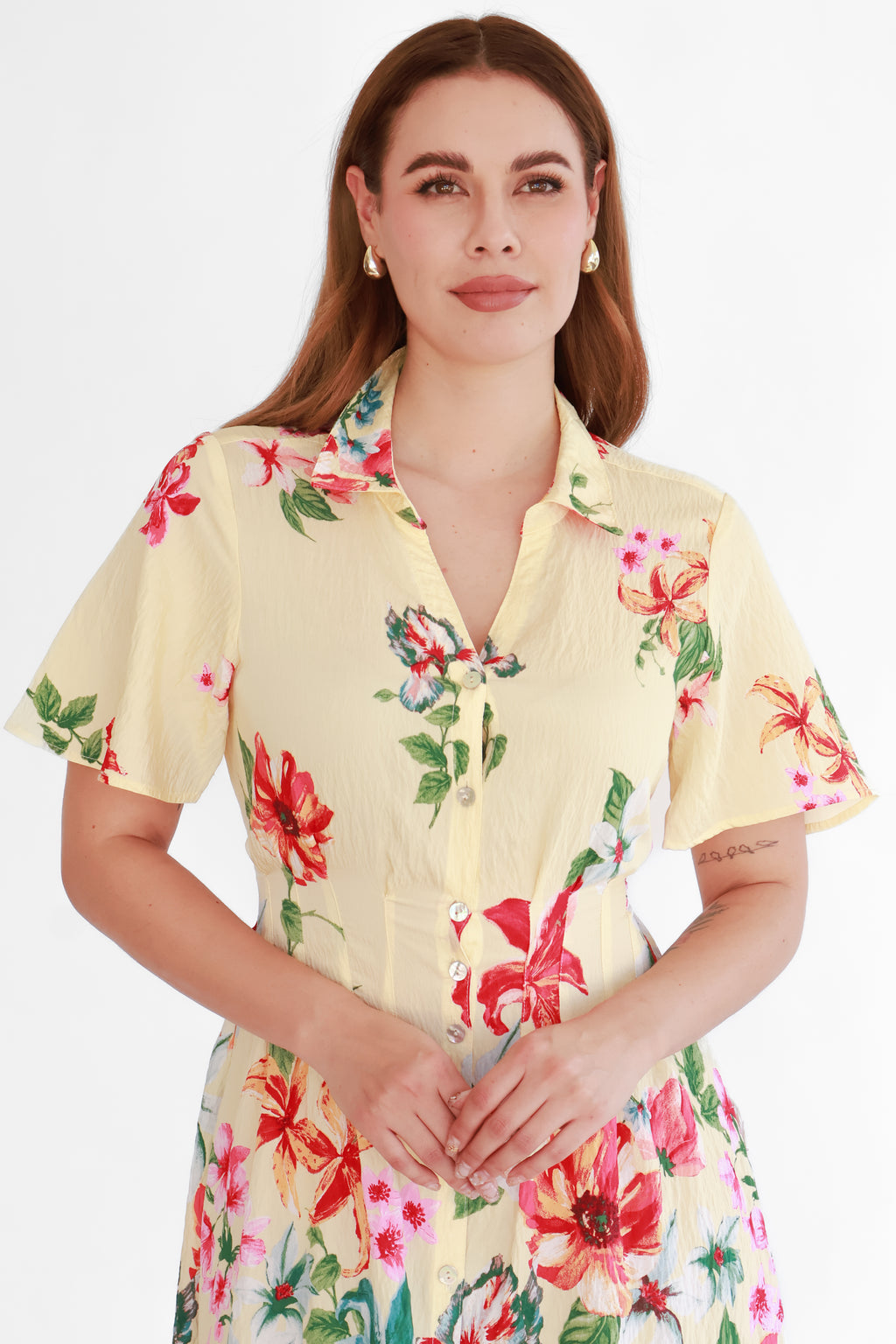 Vestido Camisero Floral Amarillo | $360 pz