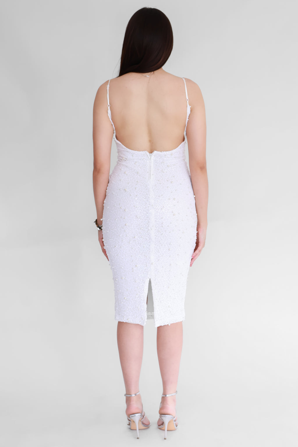 Vestido Midi Blanco con Perlas | $500 pz