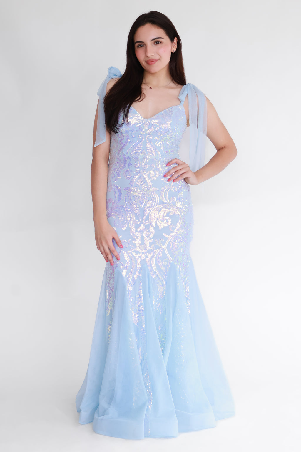 Vestido Sirena Azul Cielo con Lentejuelas | $950 pz