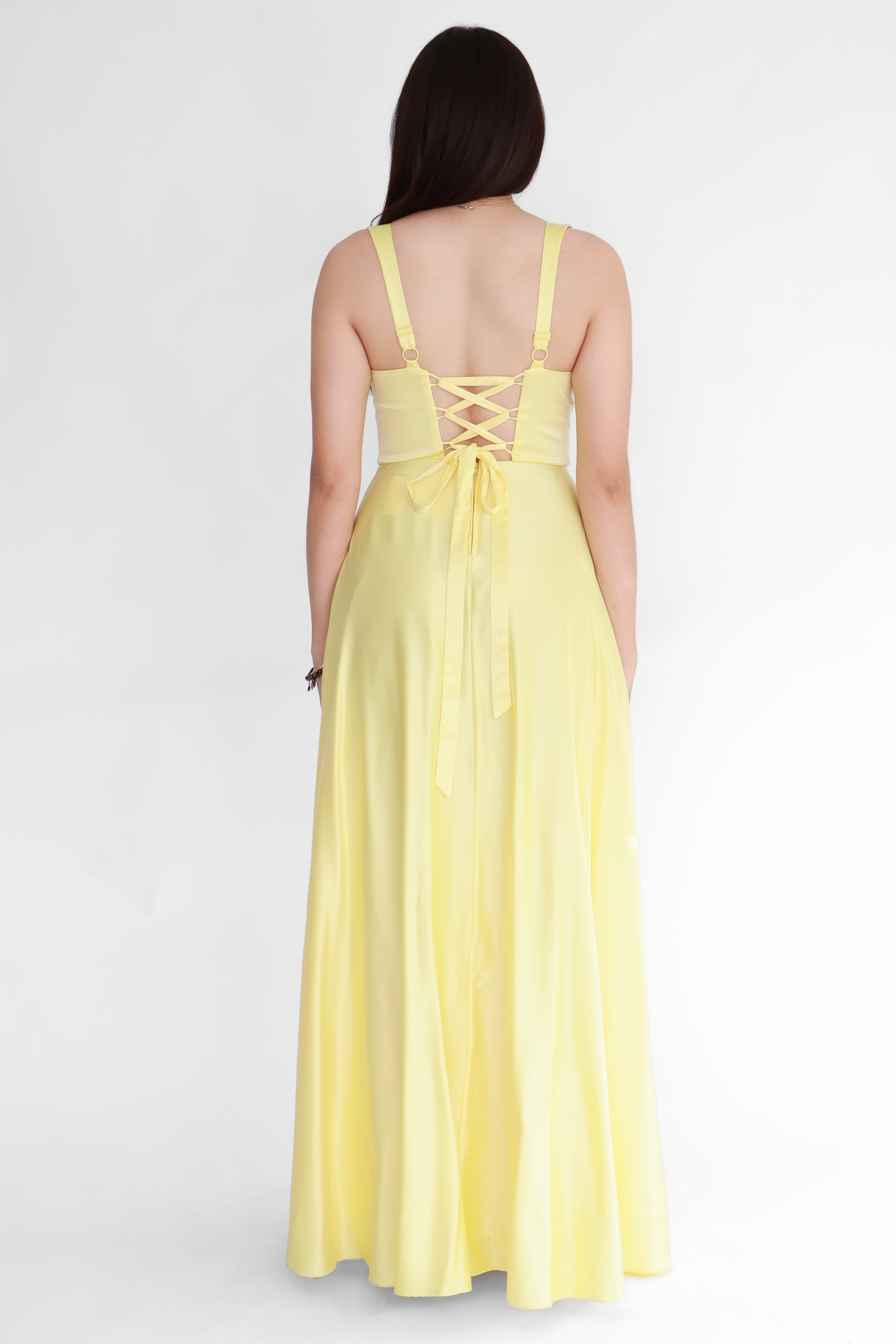 Vestido Largo Amarillo con corset | $700 pz