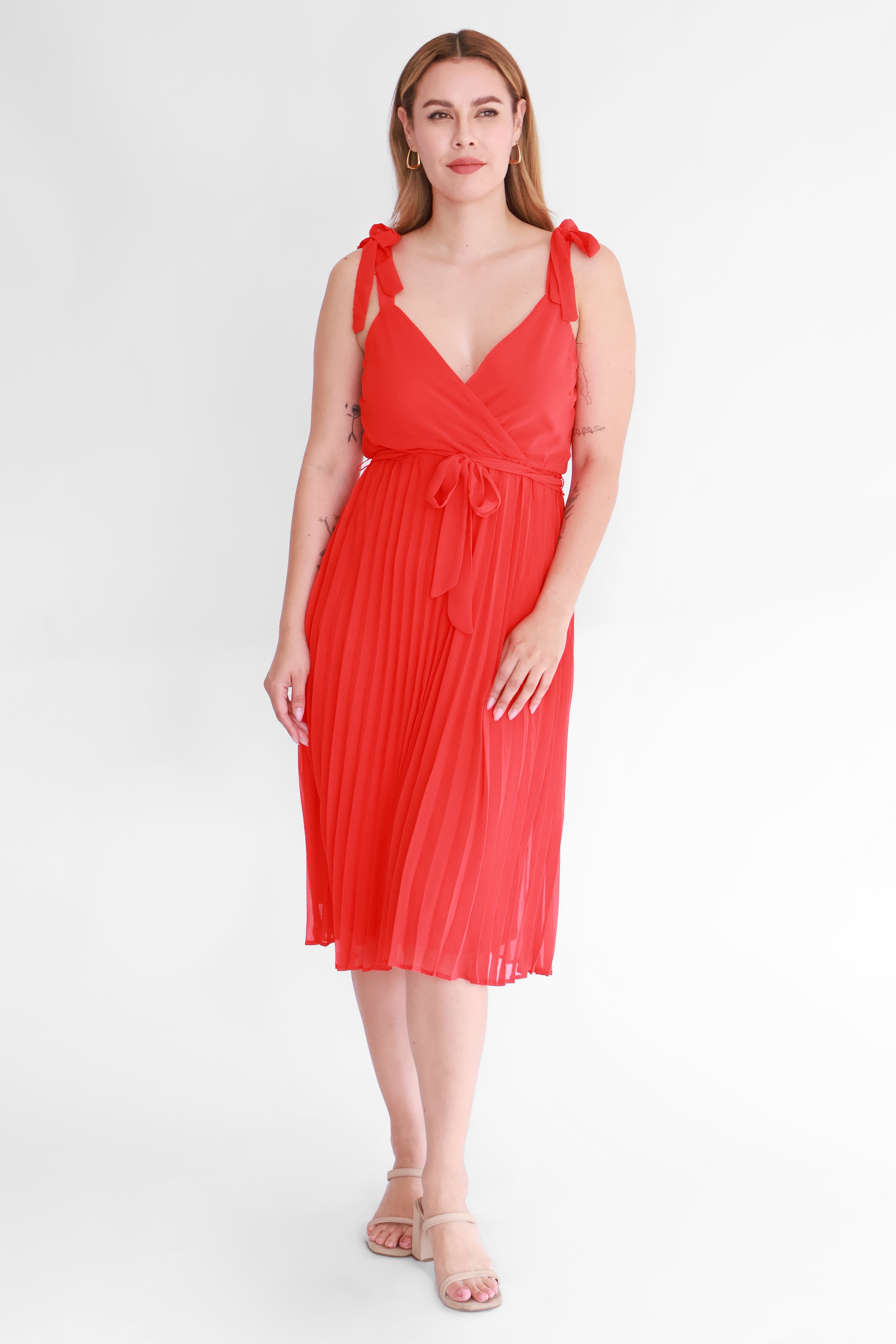 Vestido Midi Plisado Rojo | $275 pz