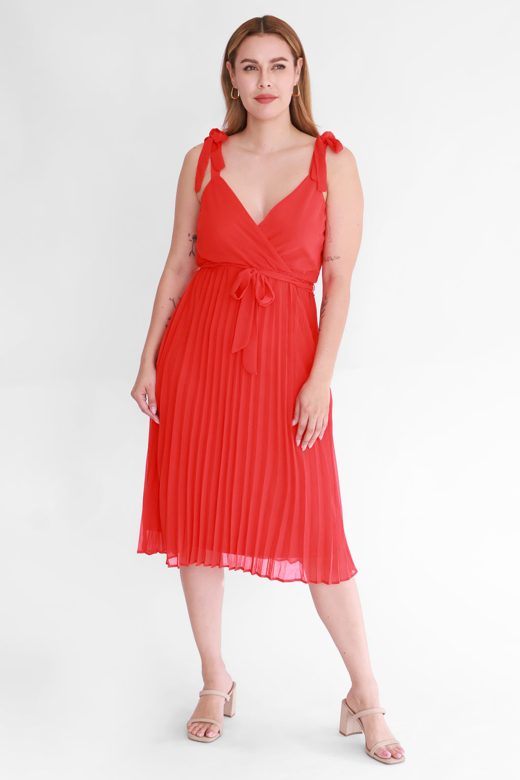 Vestido Midi Plisado Rojo | $275 pz