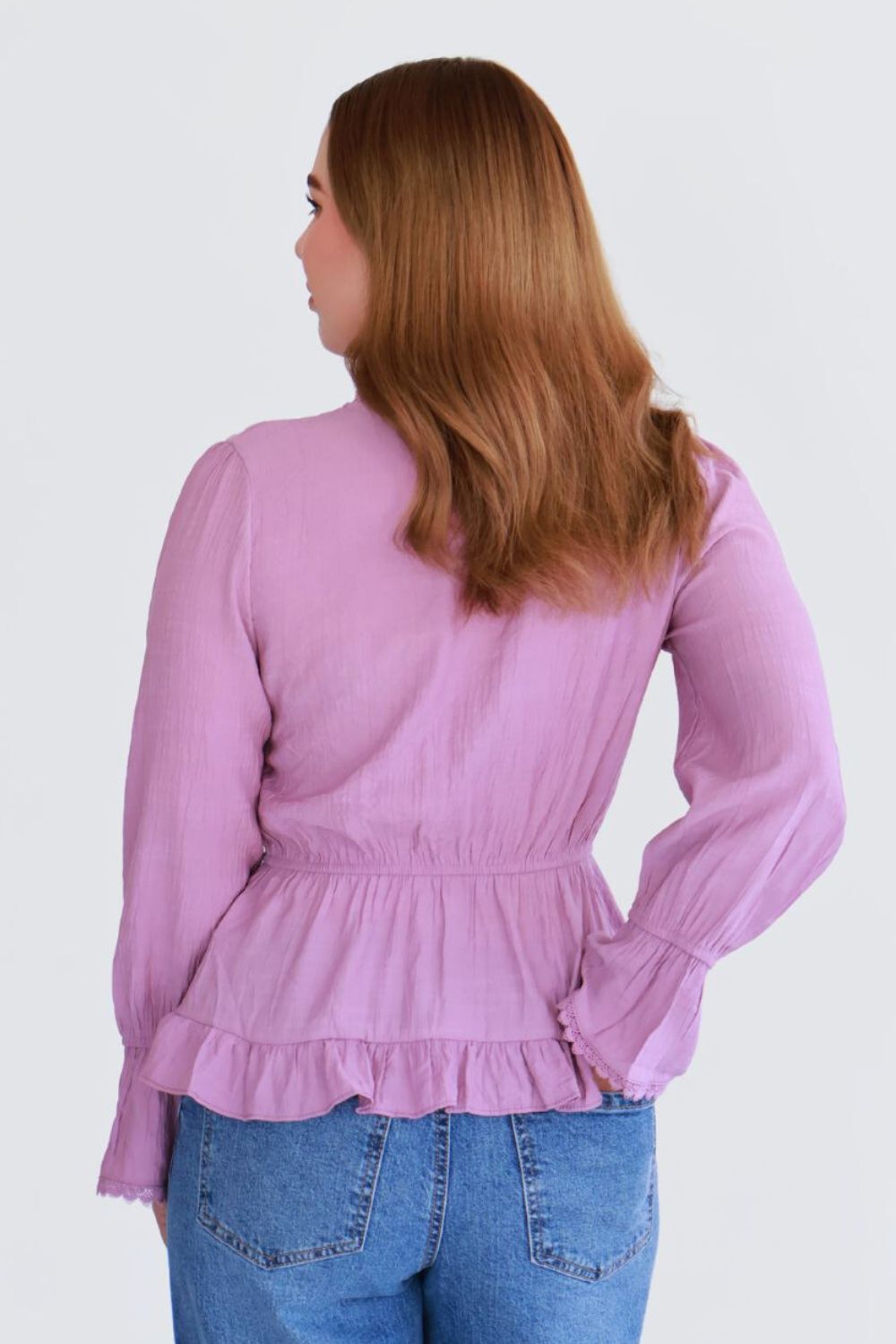 Blusa con Olanes y Amarre Frontal Mauve