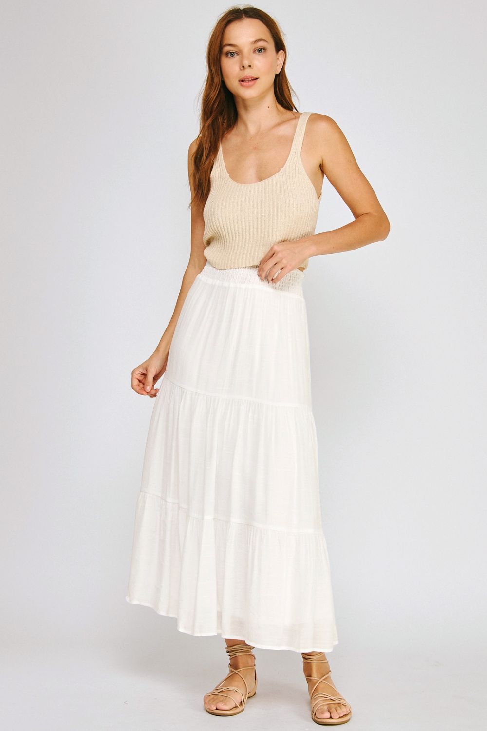 Falda Midi Blanca con Olanes