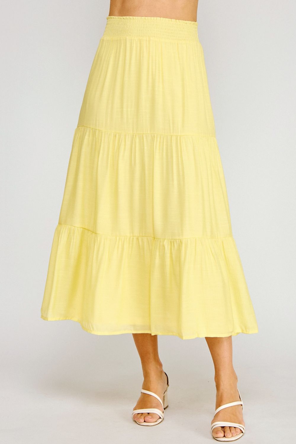 Falda Midi Amarilla con Olanes