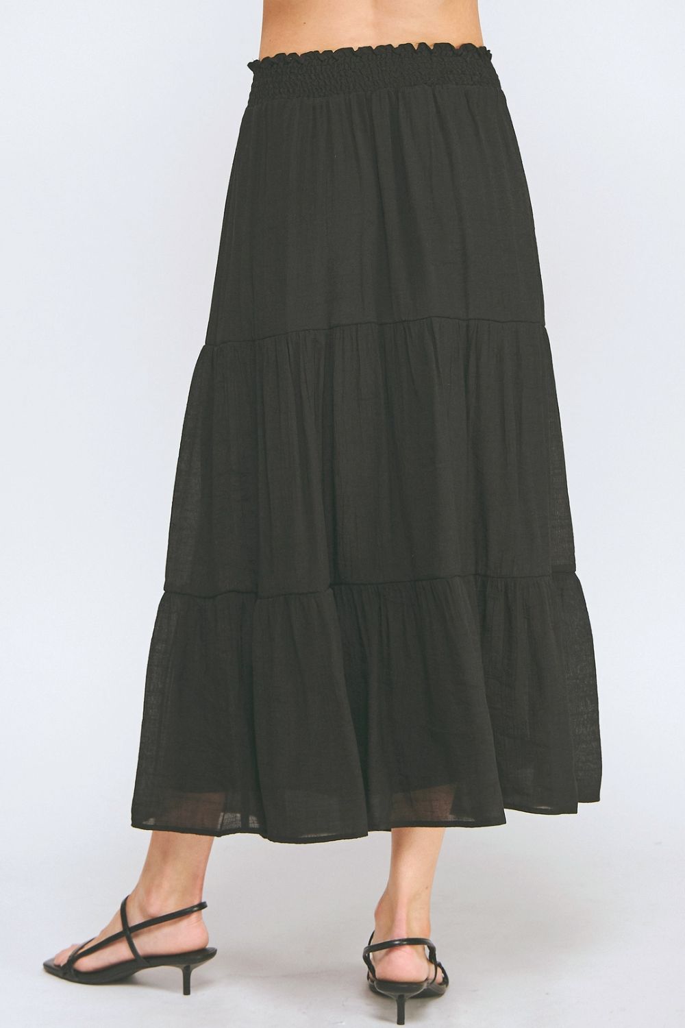 Falda Midi Negra con Olanes