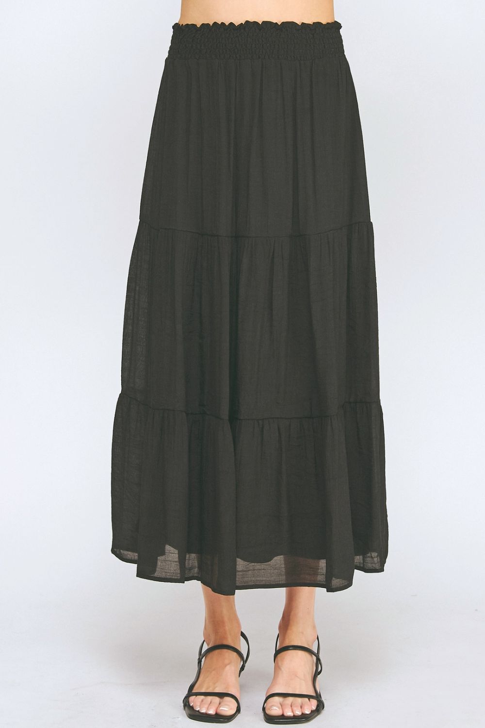 Falda Midi Negra con Olanes