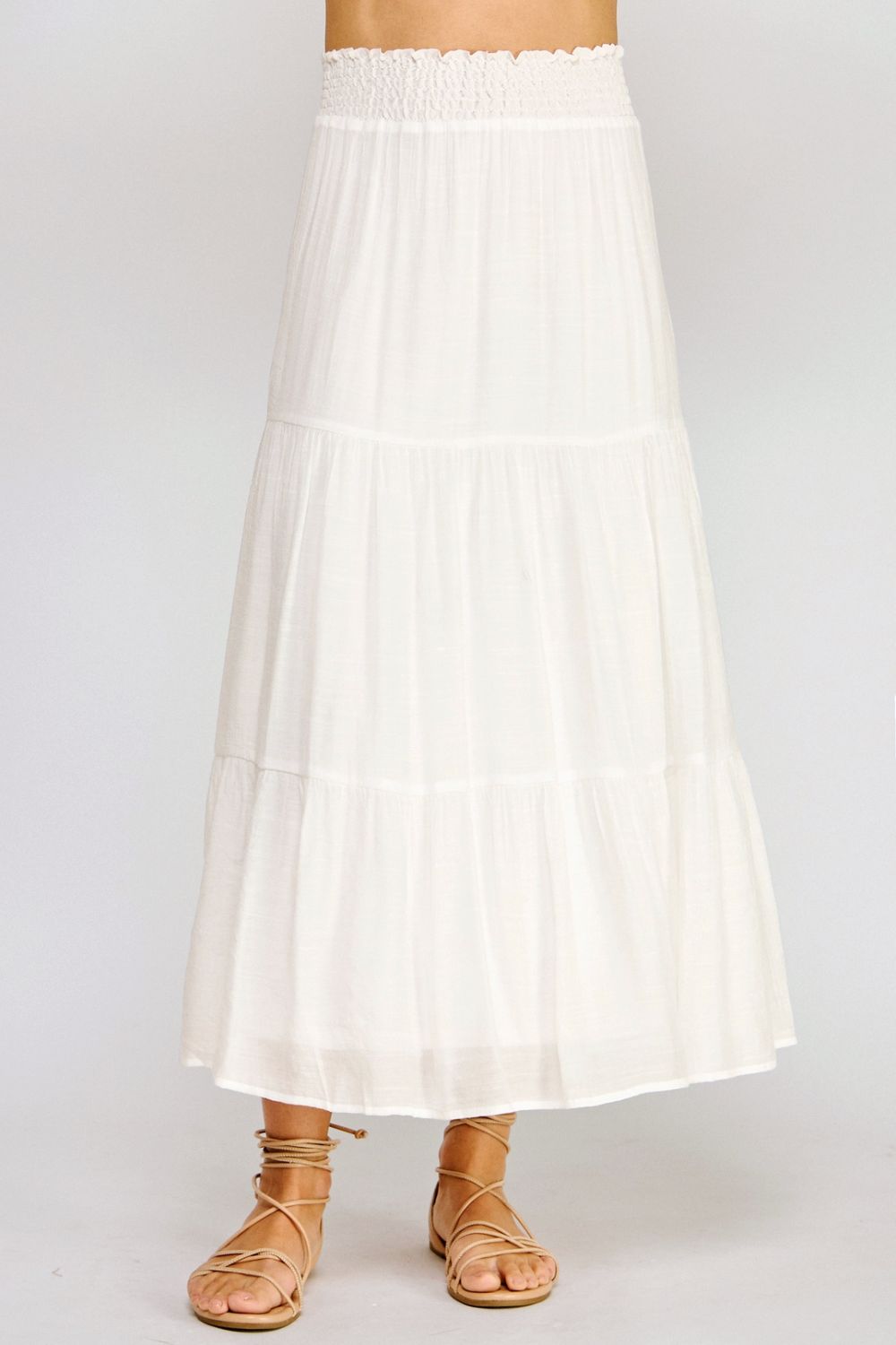 Falda Midi Blanca con Olanes