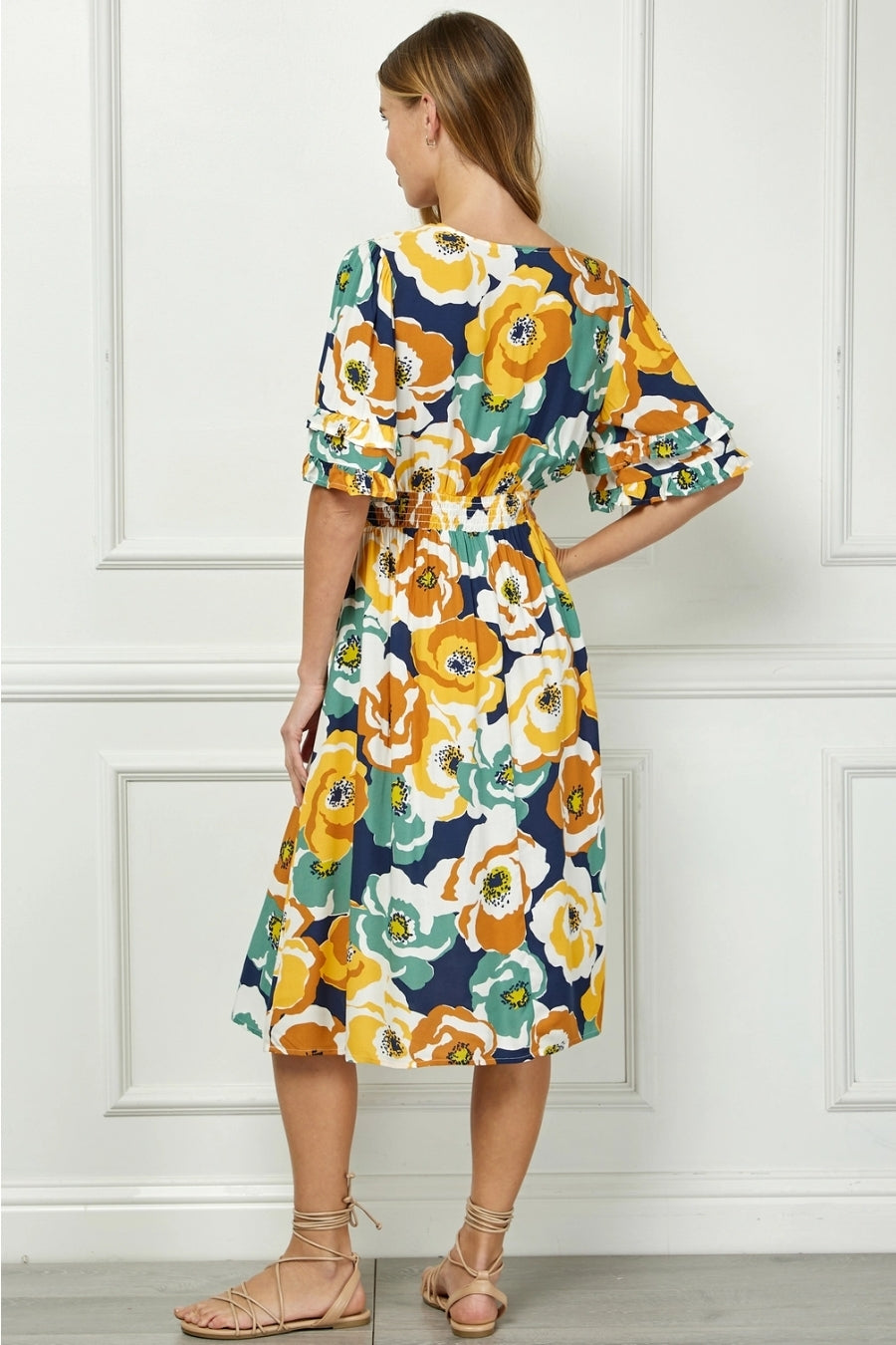 Vestido Midi Floral Multicolor con Amapolas