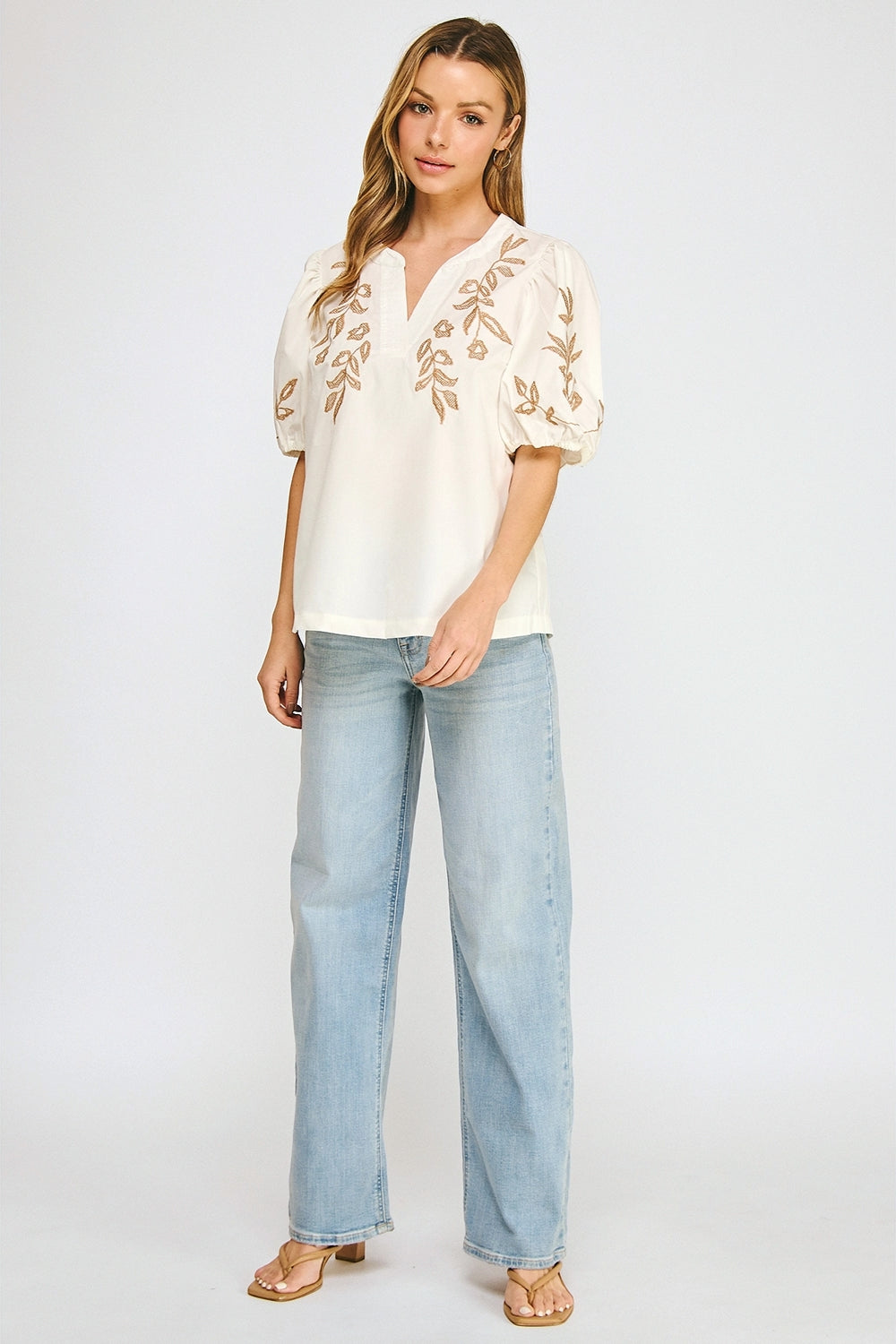 Blusa Blanca Bordada Floral