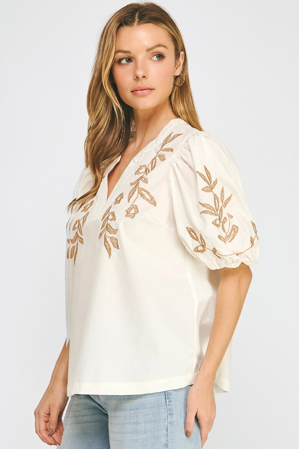 Blusa Blanca Bordada Floral