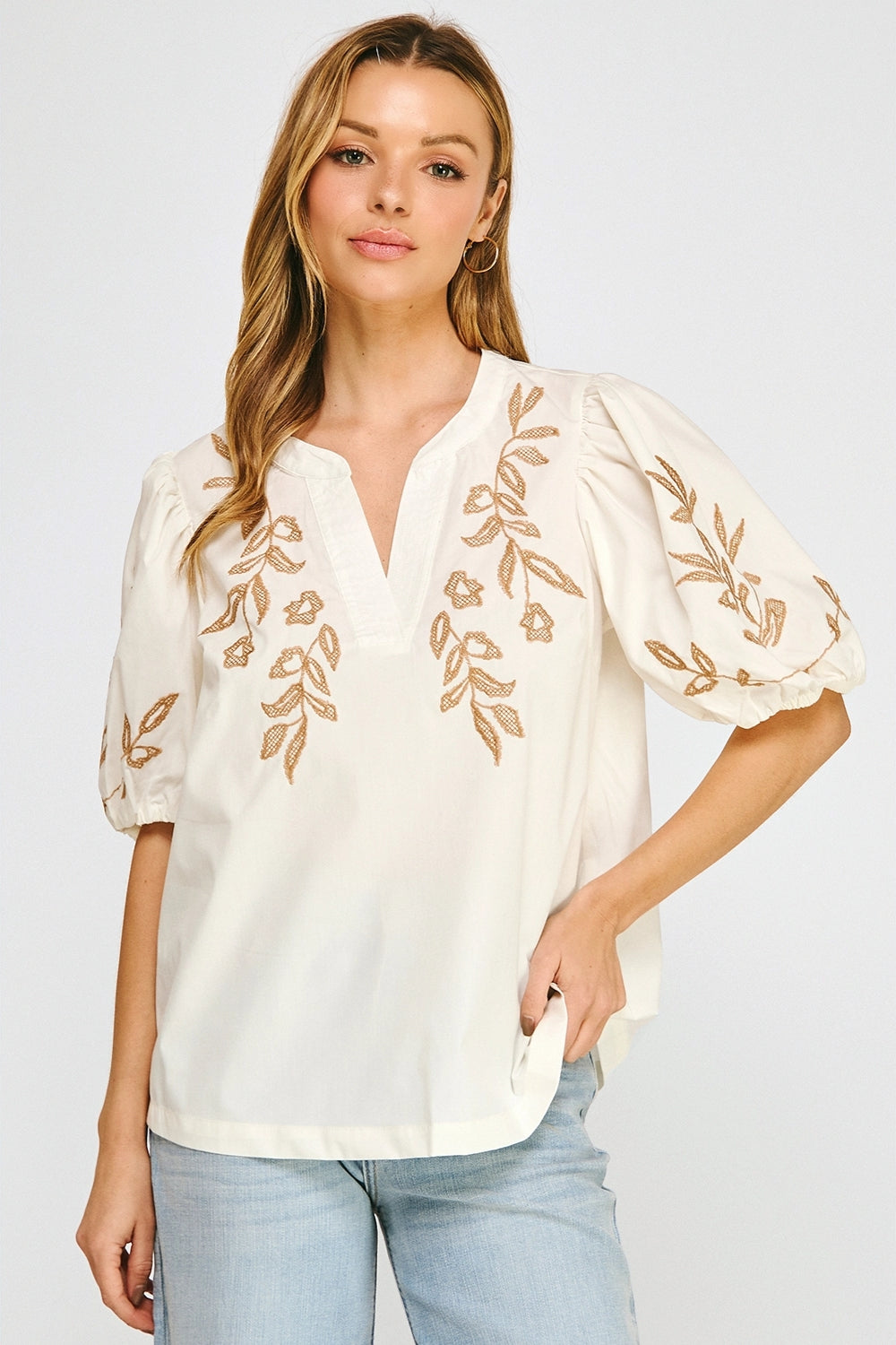 Blusa Blanca Bordada Floral