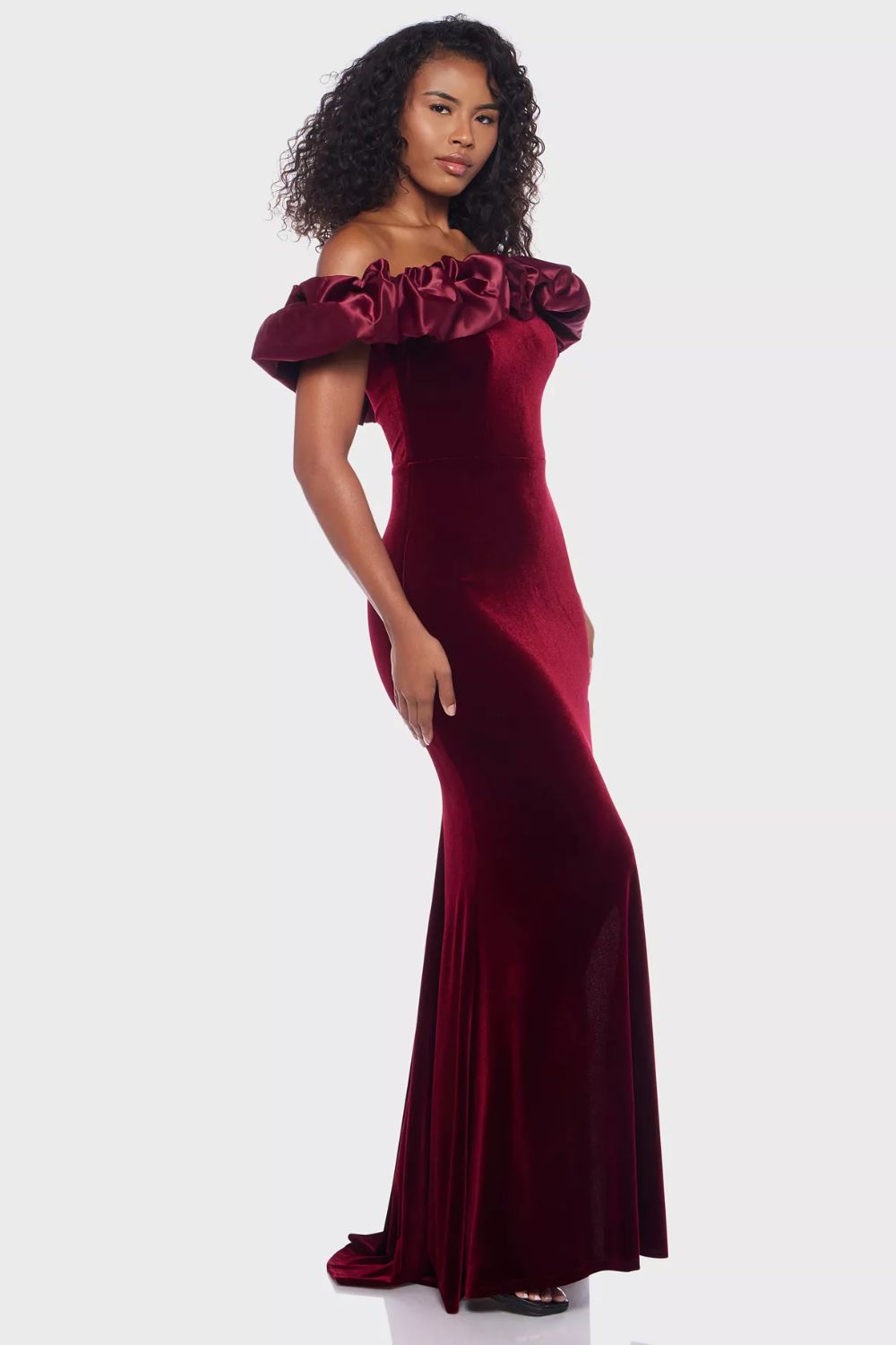 Vestido Largo de Tercipelo Vino