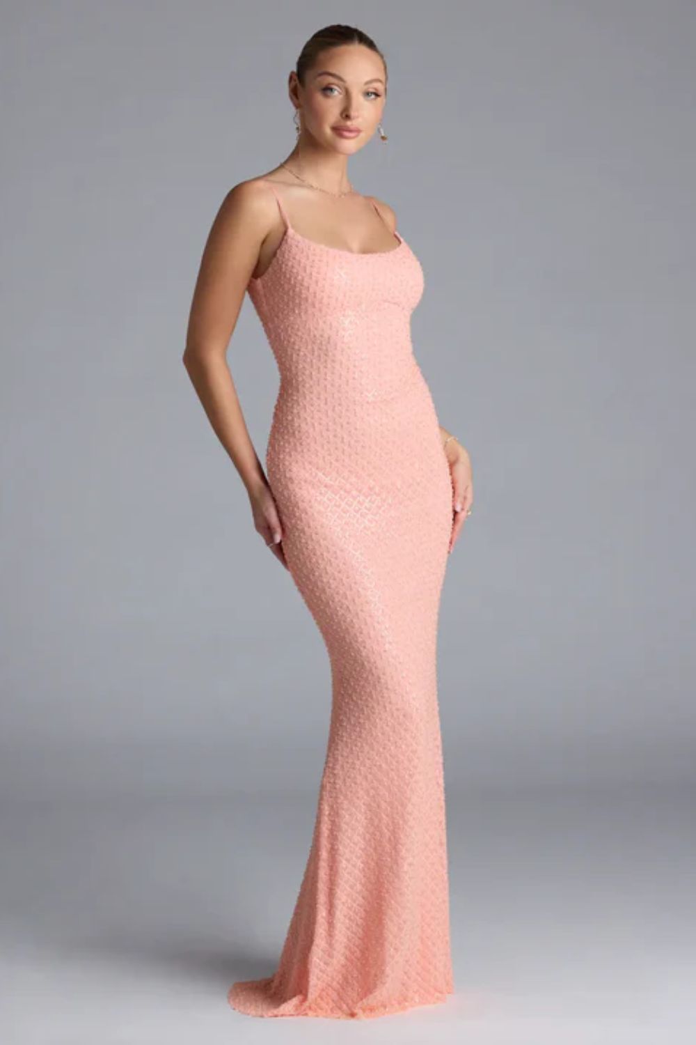 Vestido Largo con Aplicaciones Melon