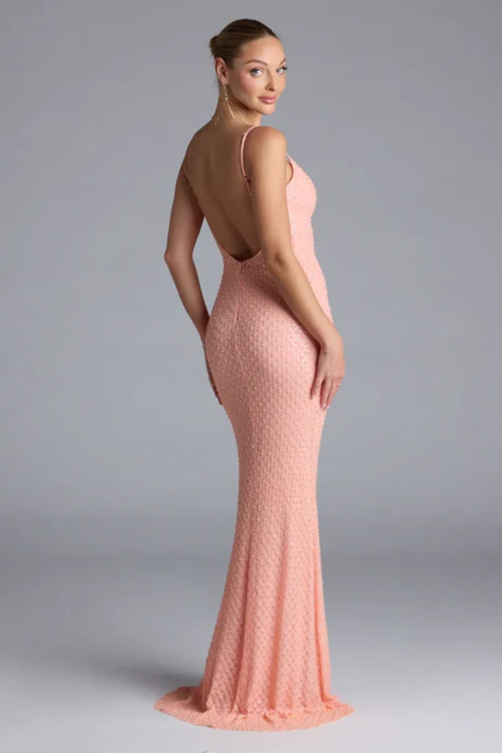 Vestido Largo con Aplicaciones Melon