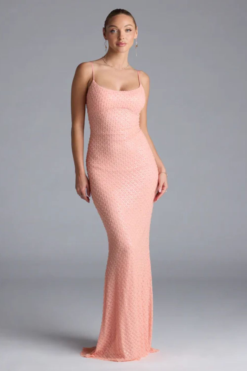 Vestido Largo con Aplicaciones Melon