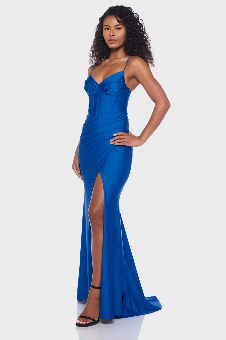 Vestido largo azul rey con corset | $800 pz