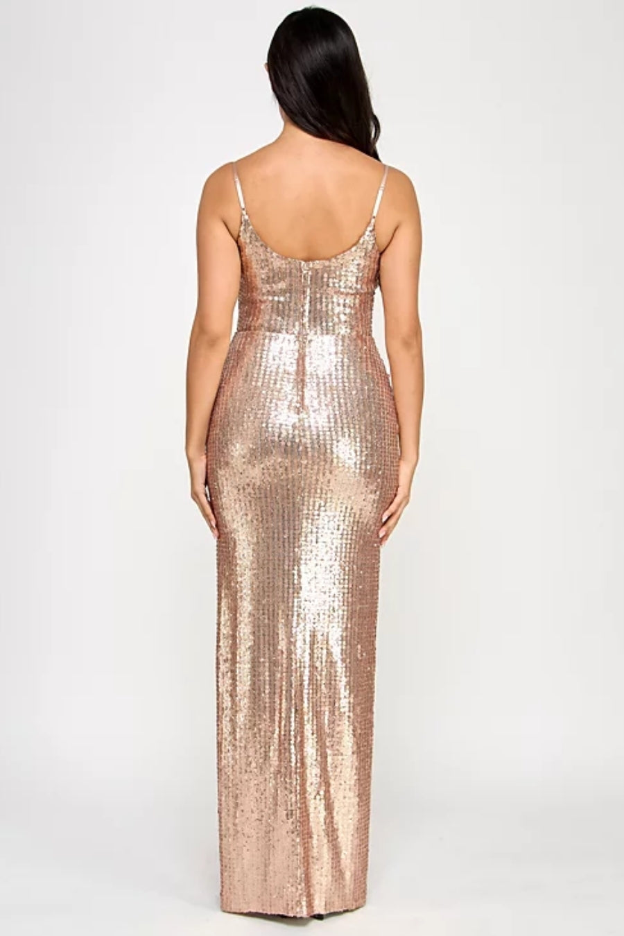 Vestido Largo Rose Gold de Lentejuelas | $750 pz